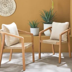 sweeek Set 2 sedie impilabili in legno e corda
