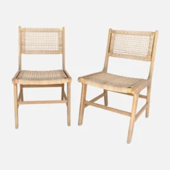 sweeek Set 2 sedie in canna e legno