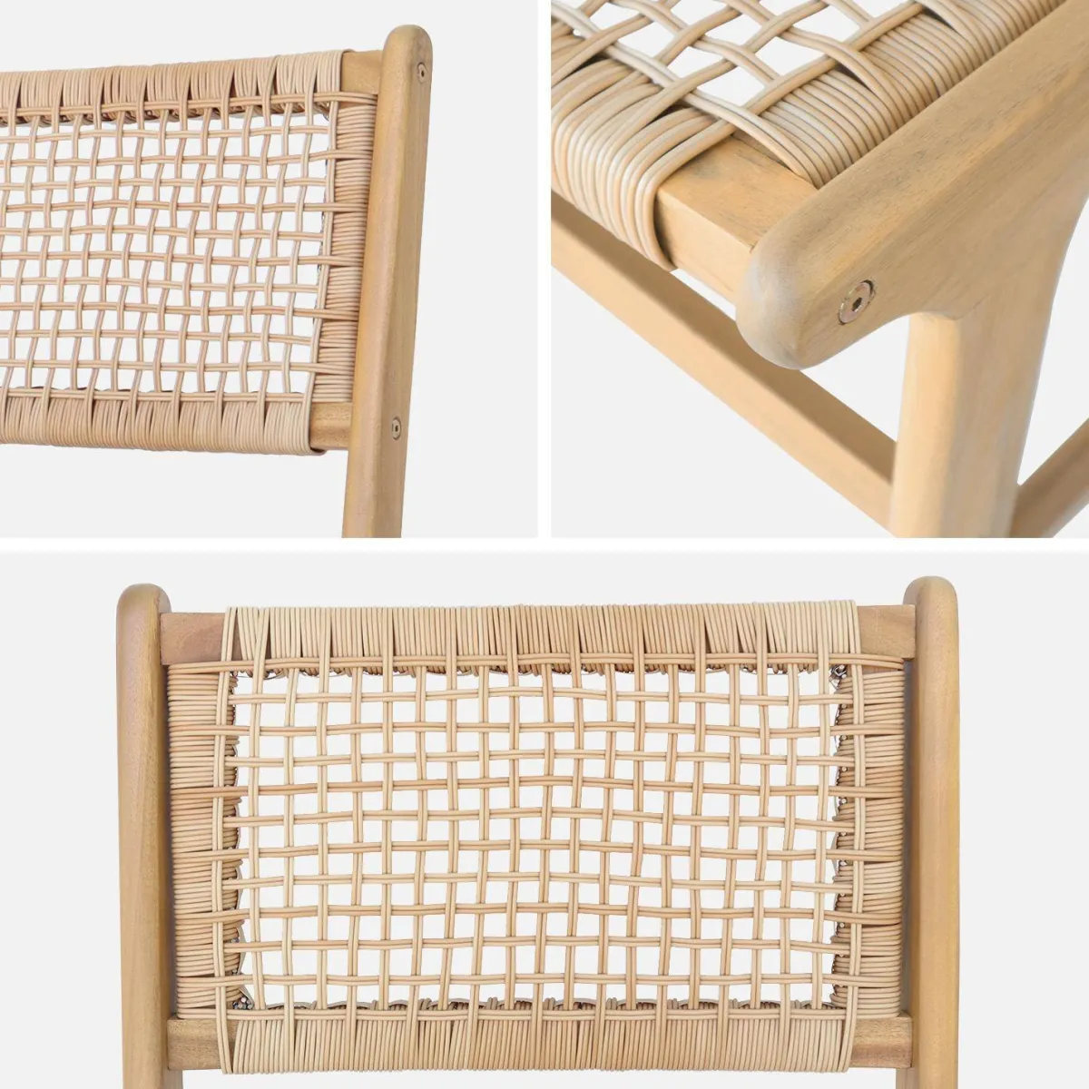 sweeek Set 2 sedie in canna e legno