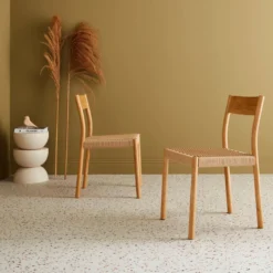 sweeek Set 2 sedie in legno e corda