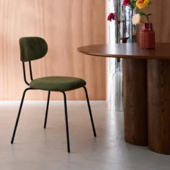sweeek Set 2 sedie in legno tinto noce e tessuto idrorepellente