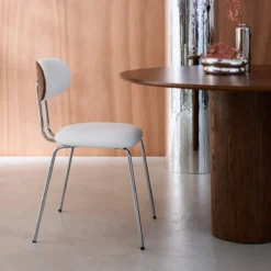 sweeek Set 2 sedie in legno tinto noce e tessuto idrorepellente
