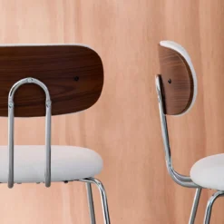 sweeek Set 2 sedie in legno tinto noce e tessuto idrorepellente