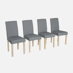 sweeek Set 4 sedie in tessuto con gambe in legno