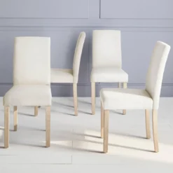 Set 4 sedie in tessuto con gambe in legno