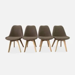 Set 4 sedie scandinave bouclé e gambe in legno