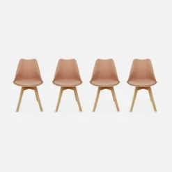 sweeek Set 4 sedie scandinave imbottite con gambe in legno