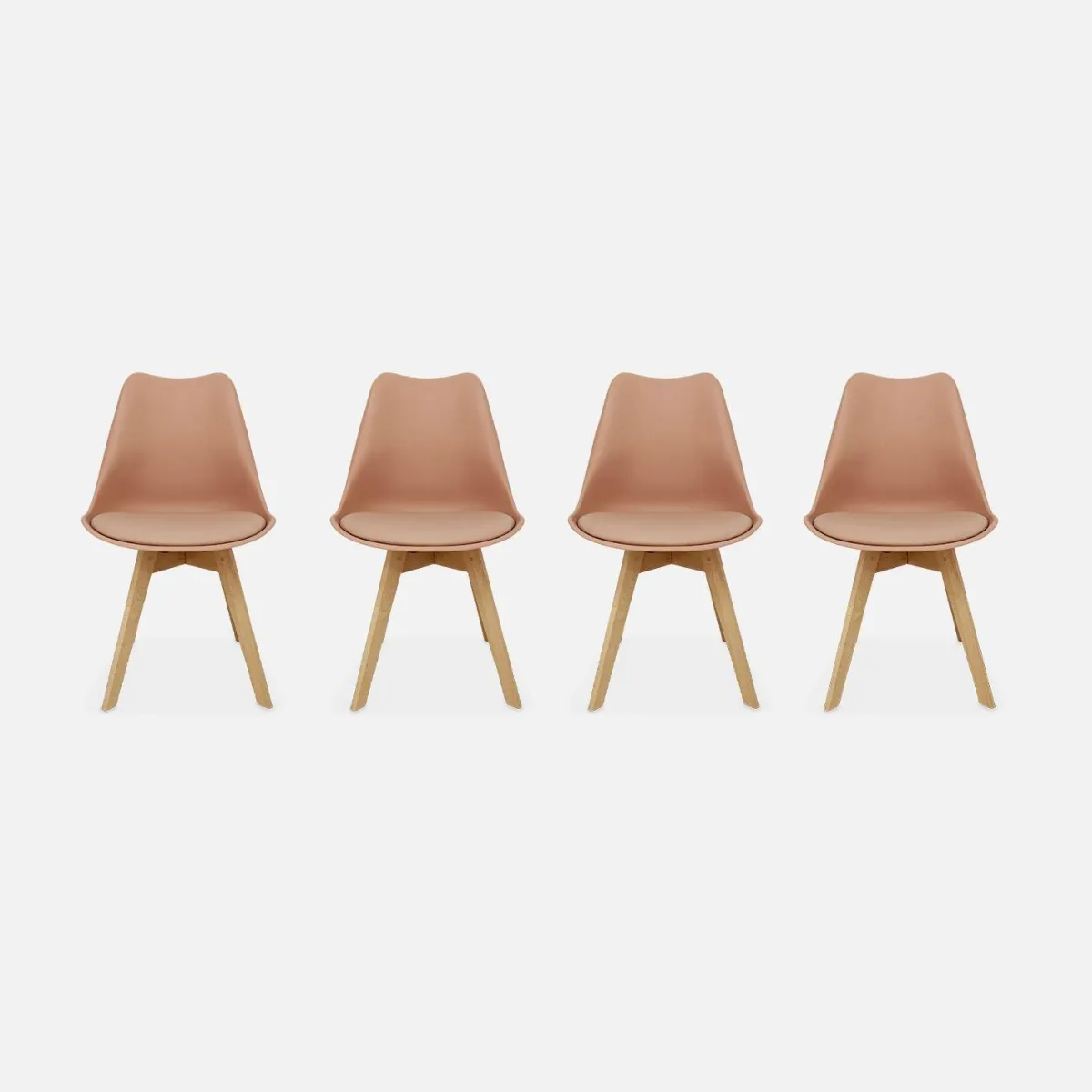 sweeek Set 4 sedie scandinave imbottite con gambe in legno
