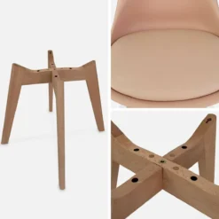 sweeek Set 4 sedie scandinave imbottite con gambe in legno
