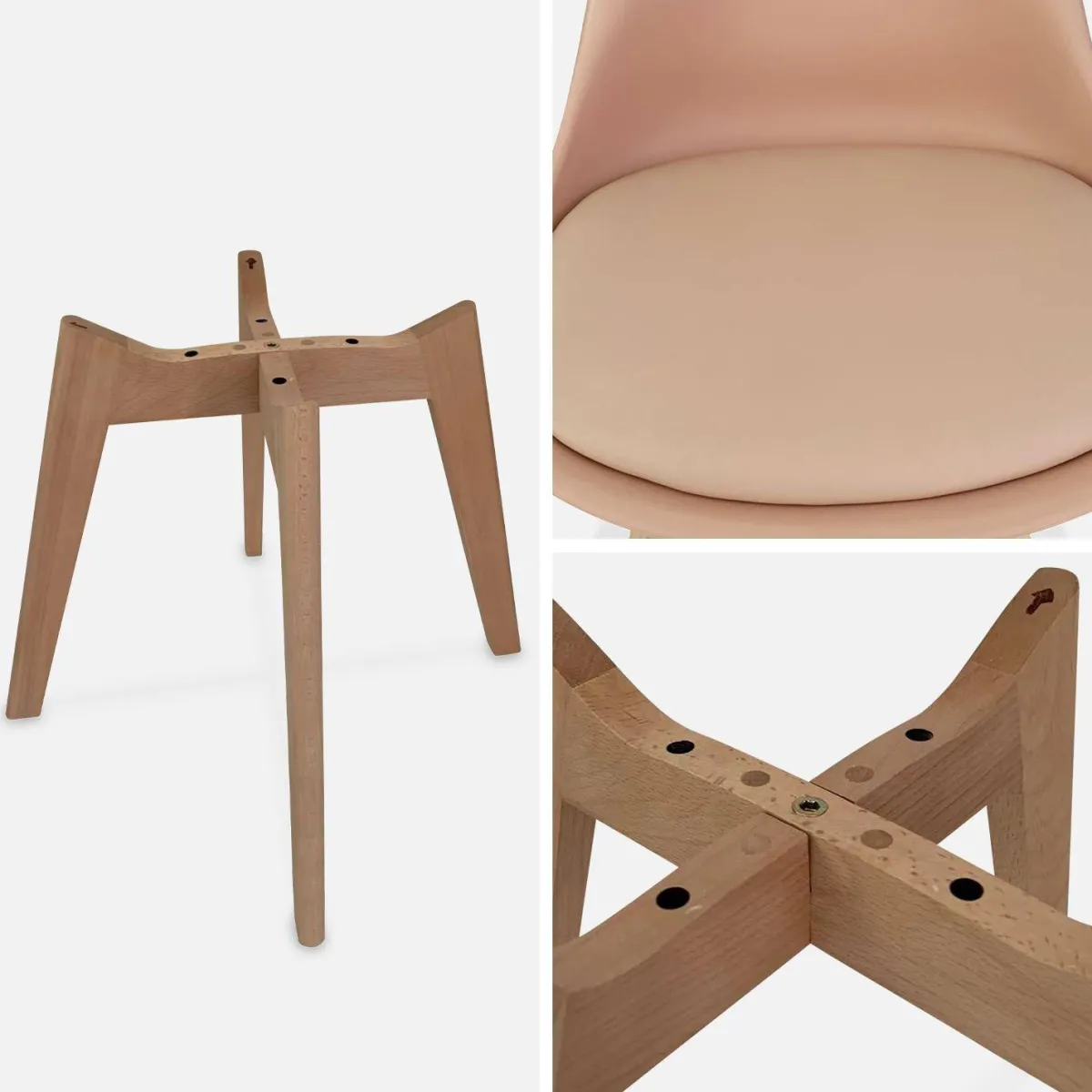 sweeek Set 4 sedie scandinave imbottite con gambe in legno