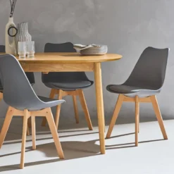 sweeek Set 6 sedie scandinave imbottite, gambe in legno per sala da pranzo