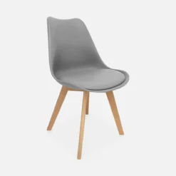 sweeek Set 6 sedie scandinave imbottite, gambe in legno per sala da pranzo