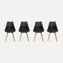 Set 4 sedie scandinave imbottite con gambe in legno