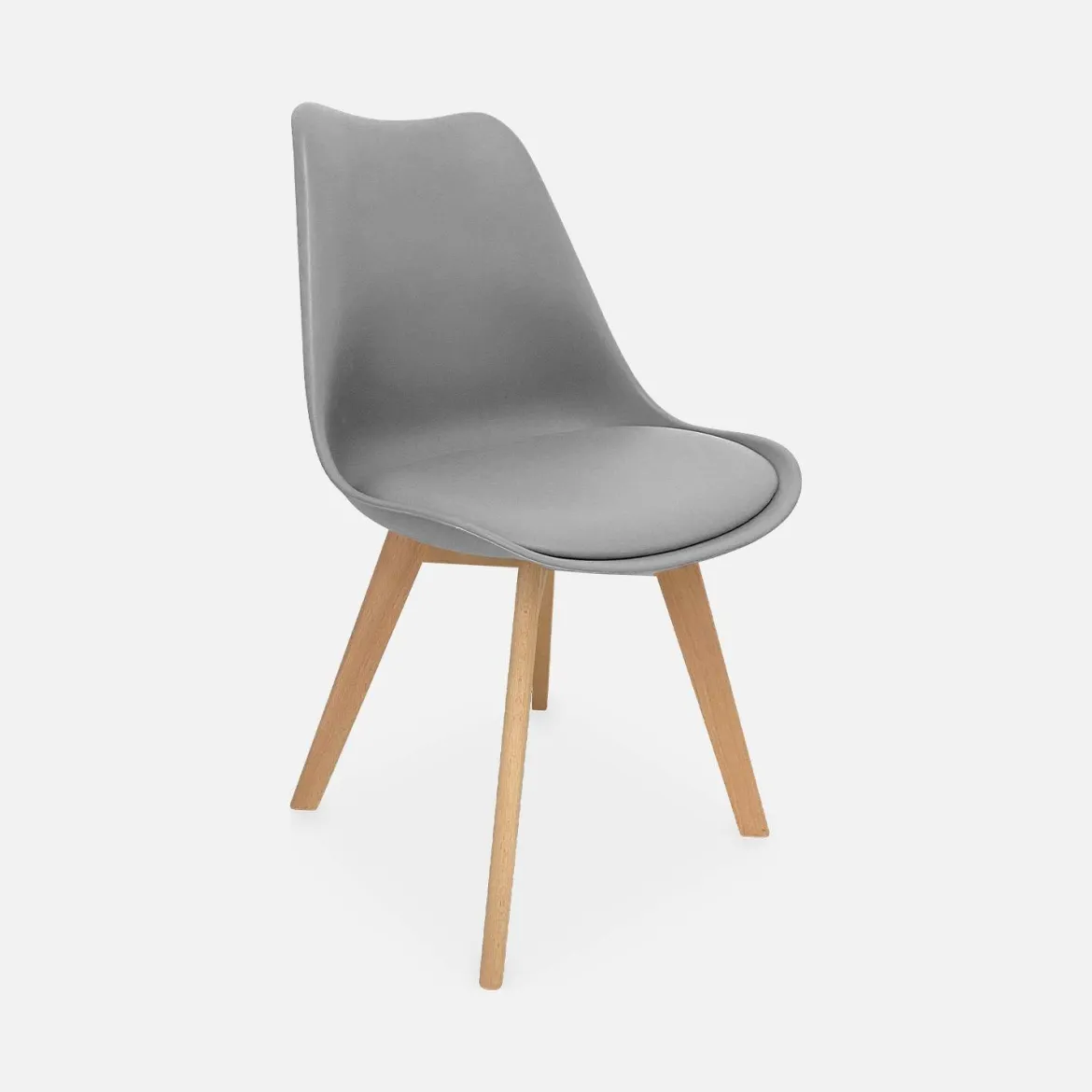 Set 4 sedie scandinave imbottite con gambe in legno