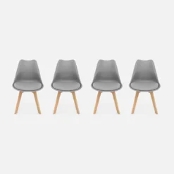 Set 4 sedie scandinave imbottite con gambe in legno