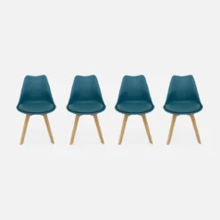Set 4 sedie scandinave imbottite con gambe in legno
