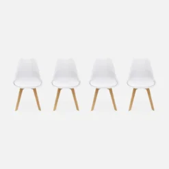 Set 4 sedie scandinave imbottite con gambe in legno