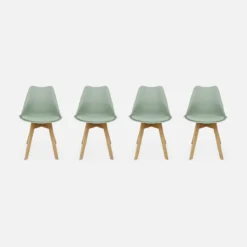 Set 4 sedie scandinave imbottite con gambe in legno