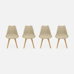 Set 4 sedie scandinave imbottite con gambe in legno