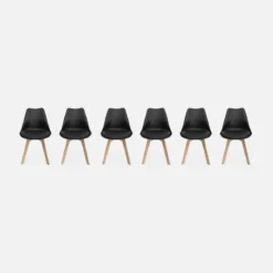 Set 6 sedie scandinave imbottite con gambe in legno