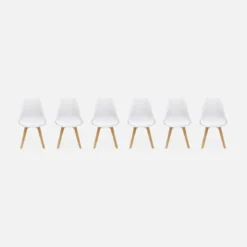 Set 6 sedie scandinave imbottite con gambe in legno