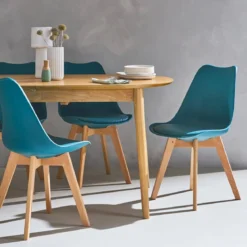 Set 6 sedie scandinave imbottite con gambe in legno