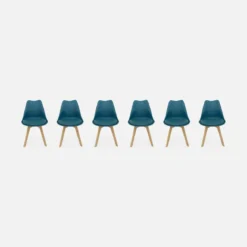 Set 6 sedie scandinave imbottite con gambe in legno