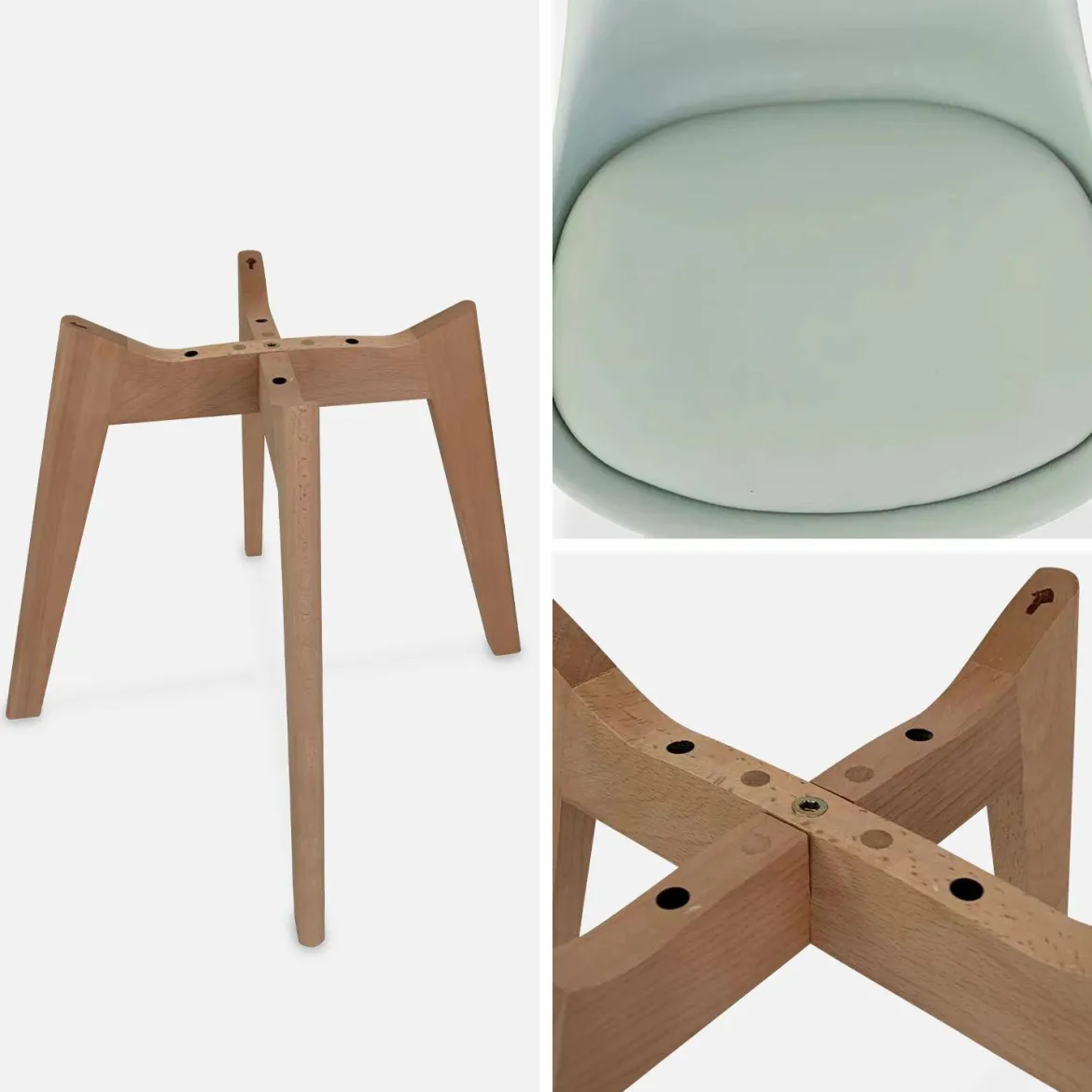 Set 6 sedie scandinave imbottite con gambe in legno