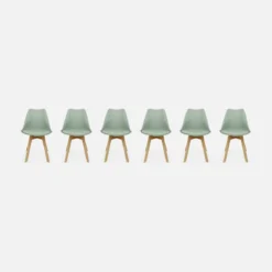 Set 6 sedie scandinave imbottite con gambe in legno
