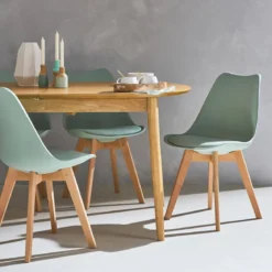 Set 6 sedie scandinave imbottite con gambe in legno
