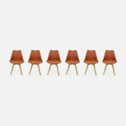 Set 6 sedie scandinave imbottite con gambe in legno