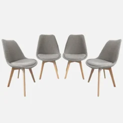 sweeek Set 4 sedie scandinave legno di faggio e bouclé strutturato