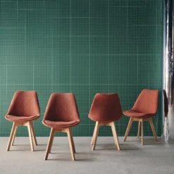 Set 4 sedie scandinave legno di faggio e bouclé strutturato