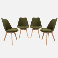Set 4 sedie scandinave legno di faggio e bouclé strutturato