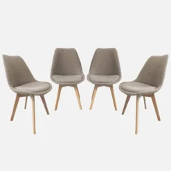 Set 4 sedie scandinave legno di faggio e bouclé strutturato