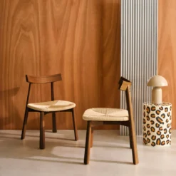 sweeek Set 2 sedie scandinave legno hevea seduta in corda