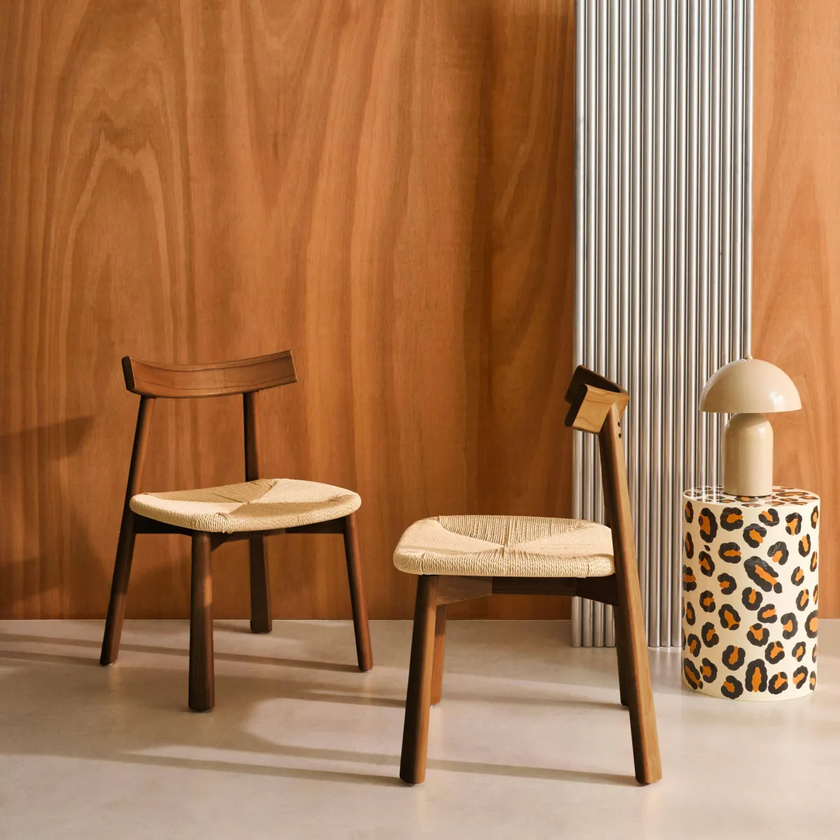 sweeek Set 2 sedie scandinave legno hevea seduta in corda