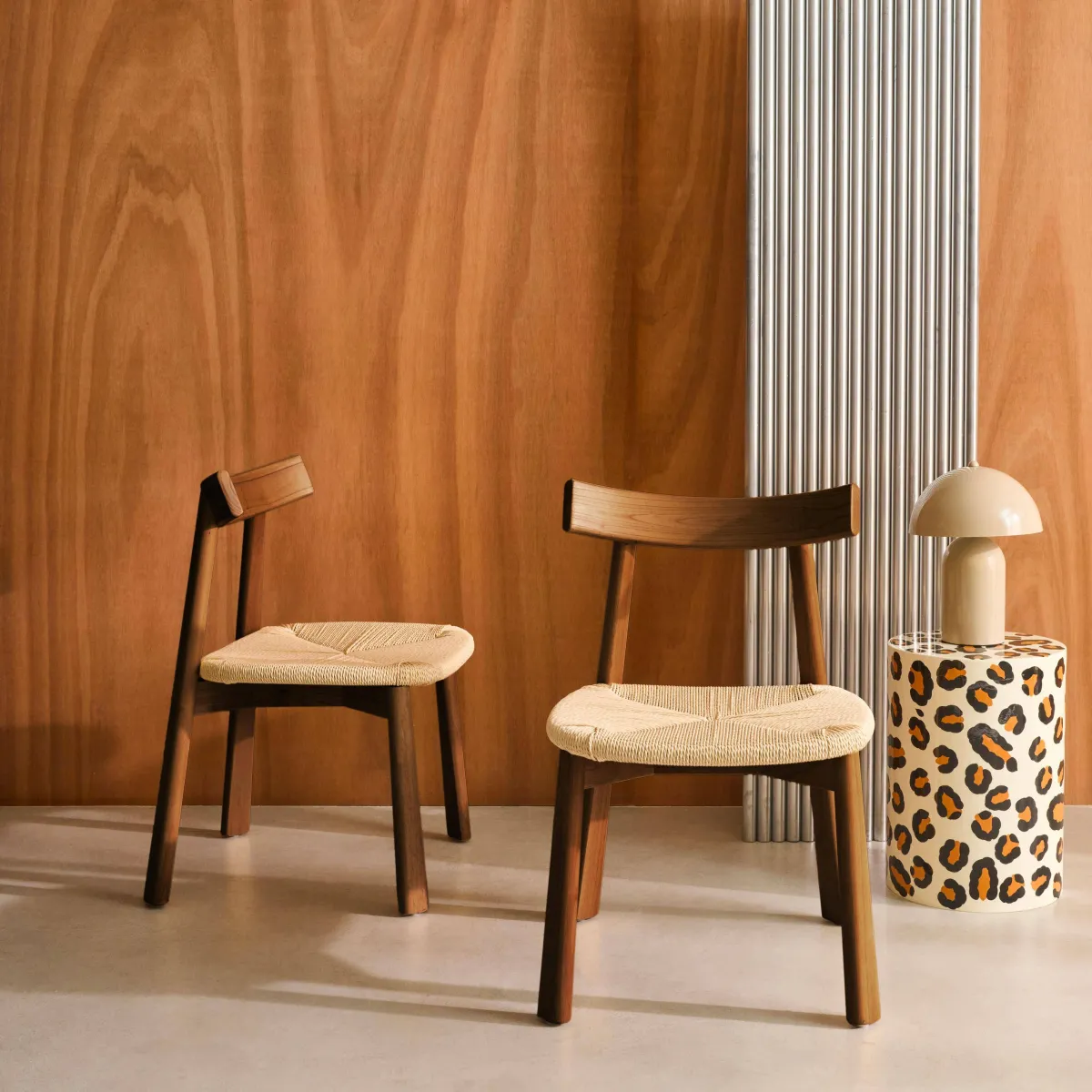 sweeek Set 2 sedie scandinave legno hevea seduta in corda