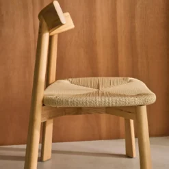 Set 2 sedie scandinave legno hevea seduta in corda