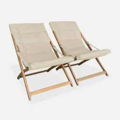 sweeek Set 2 sedie sdraio imbottitte in legno
