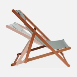 Set 2 sedie sdraio in legno con cuscino poggiatesta