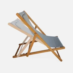 sweeek Set 2 sedie sdraio in legno con cuscino poggiatesta