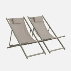 sweeek Set 2 sedie sdraio pieghevoli con cuscino e multiposizione