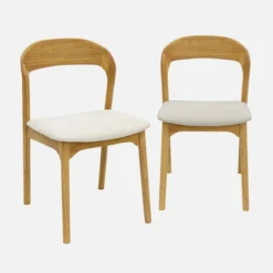 sweeek Set 2 sedie vintage in legno di hevea e tessuto