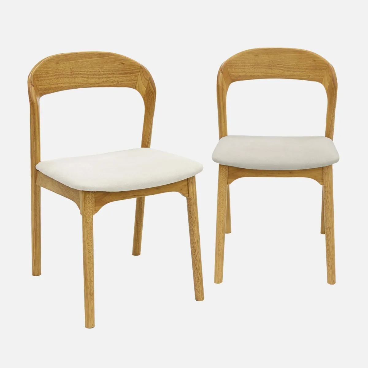 sweeek Set 2 sedie vintage in legno di hevea e tessuto
