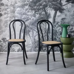 sweeek Set 2 sedie vintage in legno e rattan