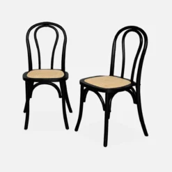 sweeek Set 2 sedie vintage in legno e rattan