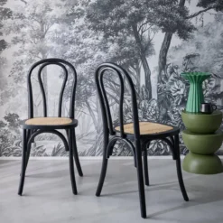 sweeek Set 2 sedie vintage in legno e rattan