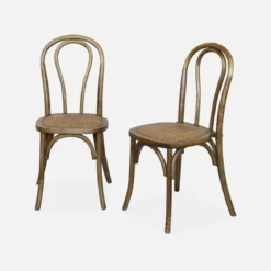 Set 2 sedie vintage in legno e rattan