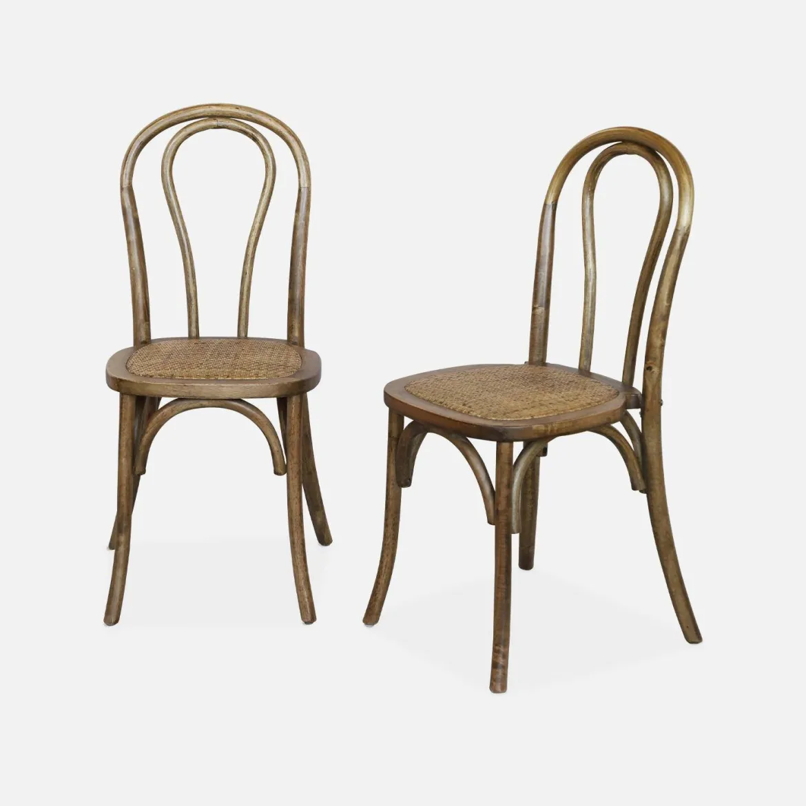 Set 2 sedie vintage in legno e rattan